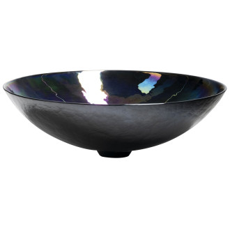 DECORA NERO MURANO skleněné umyvadlo na desku, průměr 41cm, černá