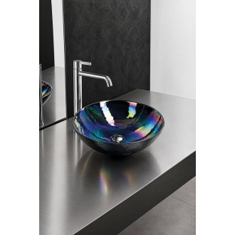 DECORA NERO MURANO skleněné umyvadlo na desku, průměr 41cm, černá