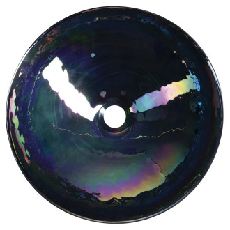 DECORA NERO MURANO skleněné umyvadlo na desku, průměr 41cm, černá