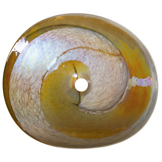 AMBER MURANO skleněné umyvadlo na desku, 51x45cm, oválné, ivory/topaz