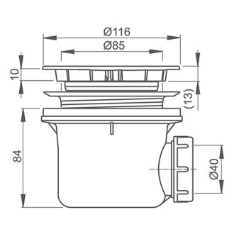 Sifon ROTH A49 vaničkový pr.90 chrom/plast 8100016
