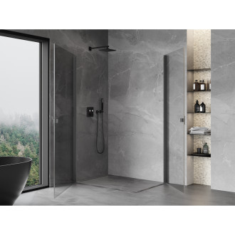 Sprchový kout Mexen Mist-B Duo s výklopným mechanismem 90 x 70 cm, průhledný, kartáčovaný, šedý - 8A2-090-070-66-00