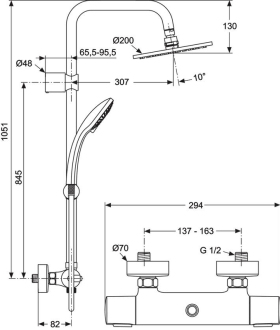 Ideal Standard IDEALRAIN ECO A5686AA  sprchová spouprava 3S ,termost.baterie CERATHERM 100