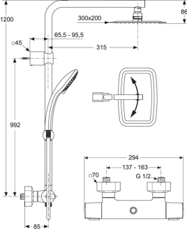Ideal Standard IDEALRAIN CUBE A6188AA sprchová termostatická baterie + sprchový set