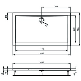 VÝSTAVNÍ KUS Ideal Standard ULTRA FLAT sprchová vanička  K 5185 01 obdélník 140x80