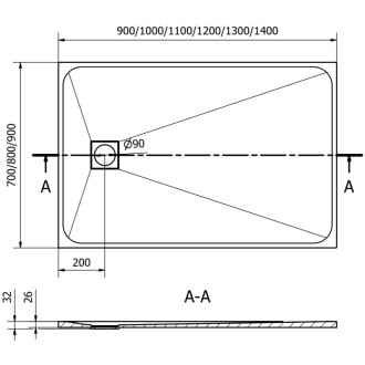 Mexen Bert obdélníková sprchová vanička SMC 90 x 80 cm, šedá - 4K618090