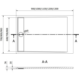 Mexen Amon obdélníková sprchová vanička SMC 90 x 80 cm, šedá - 4F618090