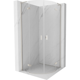 Mexen Mist L půlkruhový výklopný sprchový kout 90 x 90 cm, průhledný, kartáčovaný nikl - 8A33L-090-090-97-00