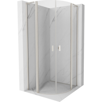 Mexen Mist L půlkruhový výklopný sprchový kout 80 x 80 cm, průhledný, kartáčovaný nikl - 8A32L-080-080-97-00