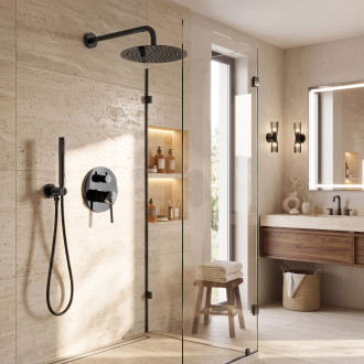 REA LUNGO Podomítková sprchová sada Black Metallic + BOX REA-P4420