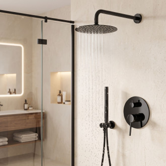 REA LUNGO Podomítková sprchová sada Black Metallic + BOX REA-P4420
