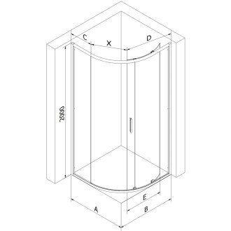 Mexen Exo-S půlkruhový posuvný sprchový kout 100 x 80 cm, průhledný, bílý - 8131-100-080-20-00