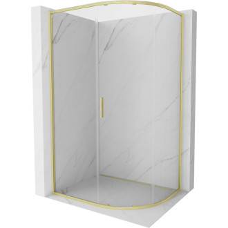Mexen Exo-S půlkruhový posuvný sprchový kout 100 x 80 cm, průhledný, kartáčované zlato - 8131-100-080-55-00