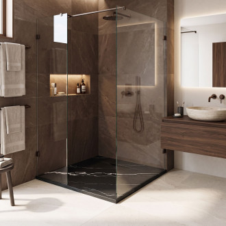 REA Bazalt Carrara sprchová vanička 90x90 černá REA-K7003