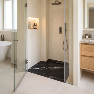 REA Bazalt Carrara sprchová vanička 90x90 černá REA-K7003