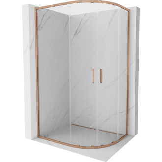 Mexen Exo-S Duo půlkruhový posuvný sprchový kout 120 x 80 cm, průhledný, kartáčovaná měď - 8132-120-080-65-00