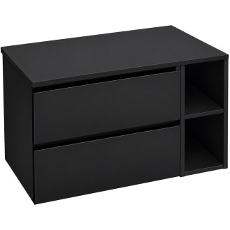 CERANO - Koupelnová skříňka Carole - černá matná + deska pod umyvadlo Navira Slim - 18 mm - 70x49,8x46 cm