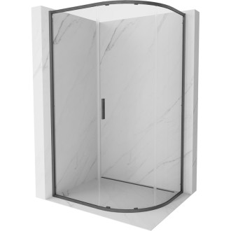 Mexen Exo-S půlkruhový posuvný sprchový kout 120 x 80 cm, průhledný, kartáčovaná pistolově šedá - 8131-120-080-66-00