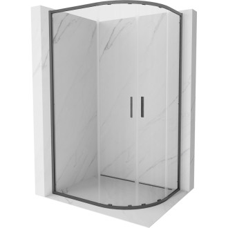 Mexen Exo-S Duo půlkruhový posuvný sprchový kout 120 x 80 cm, průhledný, kartáčovaná pistolově šedá - 8132-120-080-66-00