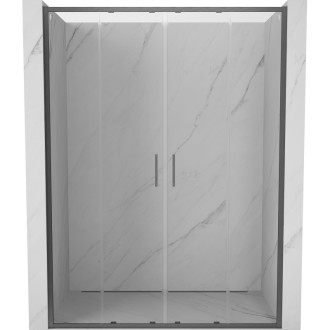 Dvouposuvné sprchové dveře Mexen Exo-S Duo 140 cm, průhledné, kartáčované v barvě gun gray - 8152-140-000-66-00