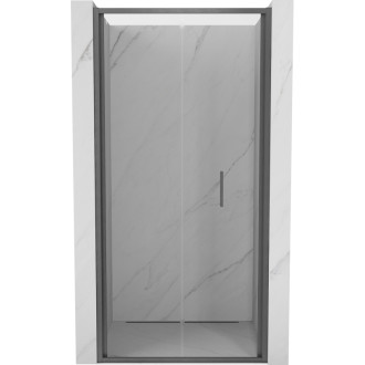 Sprchové skládací dveře Mexen Exo-F 85 cm, průhledné, kartáčovaná pistolově šedá - 816-085-000-66-00