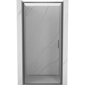 Sprchové dveře Mexen Exo-B s otočnými dveřmi 85 cm, průhledné, kartáčovaná pistolově šedá - 817-085-000-66-00