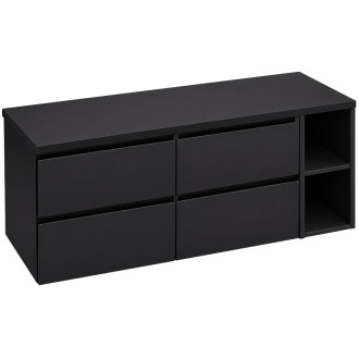 CERANO - Koupelnová skříňka Carole - černá matná + deska pod umyvadlo Navira Pro - 36 mm - 140x51,6x46 cm