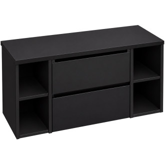 CERANO - Koupelnová skříňka Carole - černá matná + deska pod umyvadlo Navira Pro - 36 mm - 140x51,6x46 cm