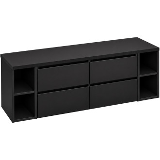 CERANO - Koupelnová skříňka Carole - černá matná + deska pod umyvadlo Navira Pro - 36 mm - 160x51,6x46 cm