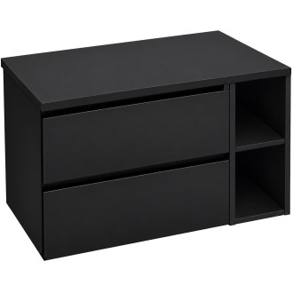 CERANO - Koupelnová skříňka Carole - černá matná + deska pod umyvadlo Navira Pro - 36 mm - 70x51,6x46 cm