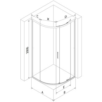 Mexen Exo-S půlkruhový posuvný sprchový kout 90 x 80 cm, průhledný, kartáčovaný nikl - 8131-090-080-97-00