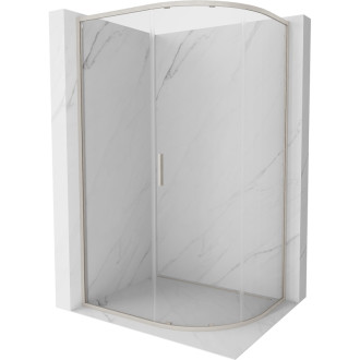 Mexen Exo-S půlkruhový posuvný sprchový kout 100 x 80 cm, průhledný, kartáčovaný nikl - 8131-100-080-97-00