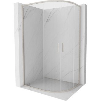 Mexen Exo-S Duo půlkruhový posuvný sprchový kout 90 x 80 cm, průhledný, kartáčovaný nikl - 8132-090-080-97-00