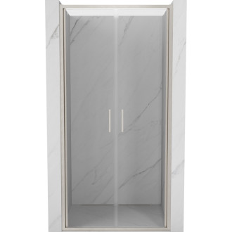 Sprchové dveře Mexen Exo-B Duo s dvojitými panty 90 cm, průhledné, kartáčovaný nikl - 814-090-000-97-00