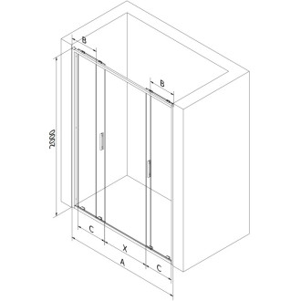 Dvouposuvné sprchové dveře Mexen Exo-S Duo 180 cm, průhledné, kartáčovaný nikl - 8152-180-000-97-00