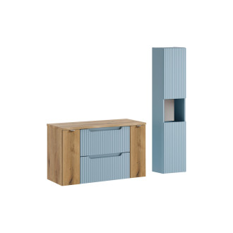 Comad SET-NOD B NAT OAK 100CM S HC Koupelnová sestava 100 cm s deskou a vysokou skříňkou