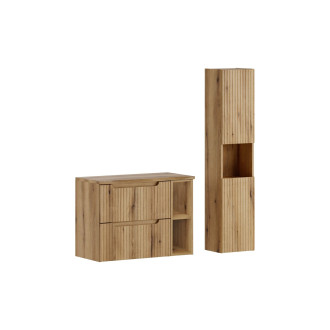 Comad SET-NOCE B NAT OAK 80CM S HC Koupelnová sestava 80 cm s deskou a vysokou skříňkou