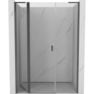 Sprchové dveře Mexen Mist L, otočné 135 cm, průhledné, kartáčovaná pistolově šedá - 8A4L-135-001-66-00