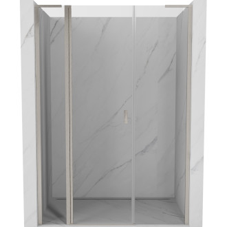 Sprchové dveře Mexen Mist L, otočné, 135 cm, průhledné, kartáčovaný nikl - 8A4L-135-001-97-00