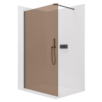 CERANO - Sprchová zástěna Walk-in Onyx Cube L/P - 8 mm - hranatá vzpěra - černá matná, bronzové sklo - 110x200 cm