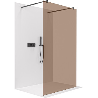 CERANO - Sprchová zástěna Walk-in Onyx Duo L/P - 8 mm - kulatá vzpěra - černá matná, bronzové sklo - 150x200 cm