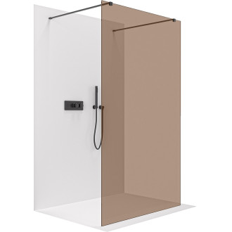 CERANO - Sprchová zástěna Walk-in Onyx Duo L/P - 8 mm - hranatá vzpěra - černá matná, bronzové sklo - 130x200 cm