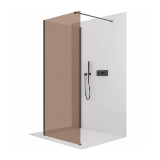 CERANO - Sprchová zástěna Walk-in Onyx Corner Cube L/P - 8 mm - hranatá vzpěra - černá matná, bronzové sklo - 70x50x200 cm