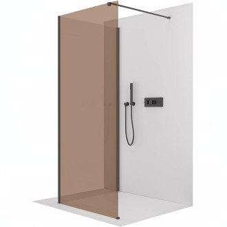 CERANO - Sprchová zástěna Walk-in Onyx Corner Cube L/P - 8 mm - hranatá vzpěra - černá matná, bronzové sklo - 100x50x200 cm