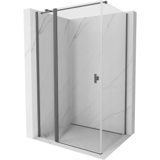 Sprchový kout Mexen Mist T s výklopným mechanismem 120 x 75 cm, průhledný, kartáčovaná pistolově šedá - 8A4T-120-075-66-00