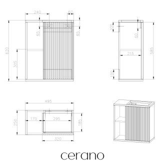 CERANO - Umyvadlová skříňka pro WC Sofia - dub Vicenza - 49,5x62x25 cm
