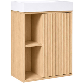 CERANO - Umyvadlová skříňka pro WC Sofia - dub Vicenza + umyvadlo z lit. mramoru Sofia - bílá lesklá - 50x70x25 cm