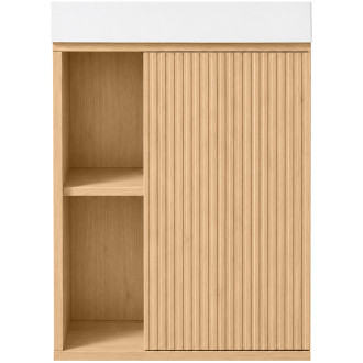 CERANO - Umyvadlová skříňka pro WC Sofia - dub Vicenza + umyvadlo z lit. mramoru Sofia - bílá matná - 50x70x25 cm