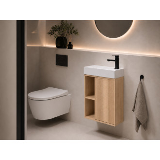 CERANO - Umyvadlová skříňka pro WC Sofia - dub Vicenza + umyvadlo z lit. mramoru Sofia - bílá matná - 50x70x25 cm
