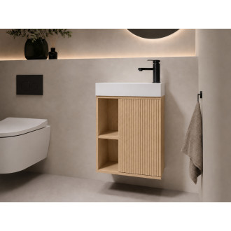 CERANO - Umyvadlová skříňka pro WC Sofia - dub Vicenza + umyvadlo z lit. mramoru Sofia - bílá matná - 50x70x25 cm